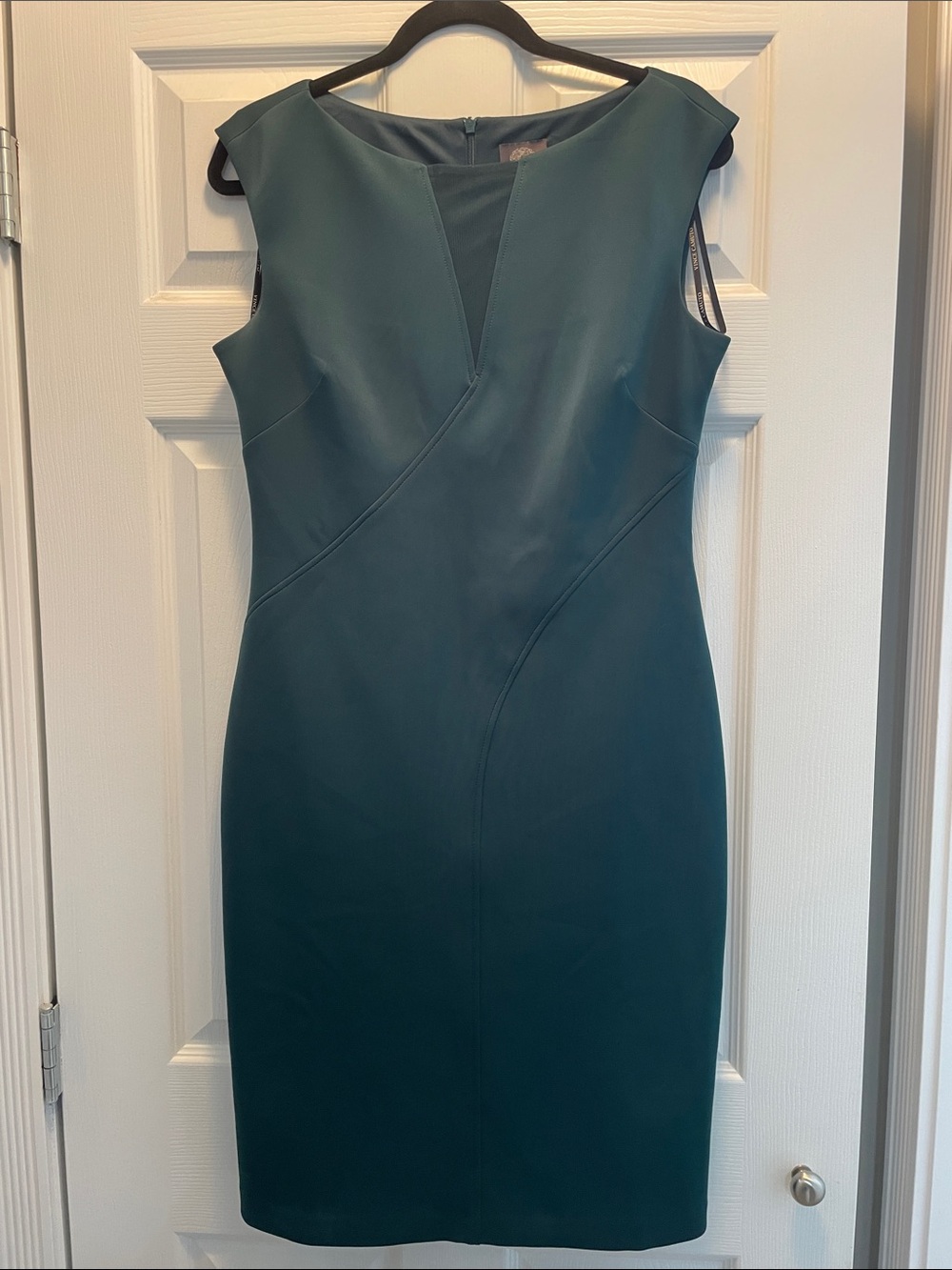 Vince Camuto Teal Sleeveless Midi Sheath Dress